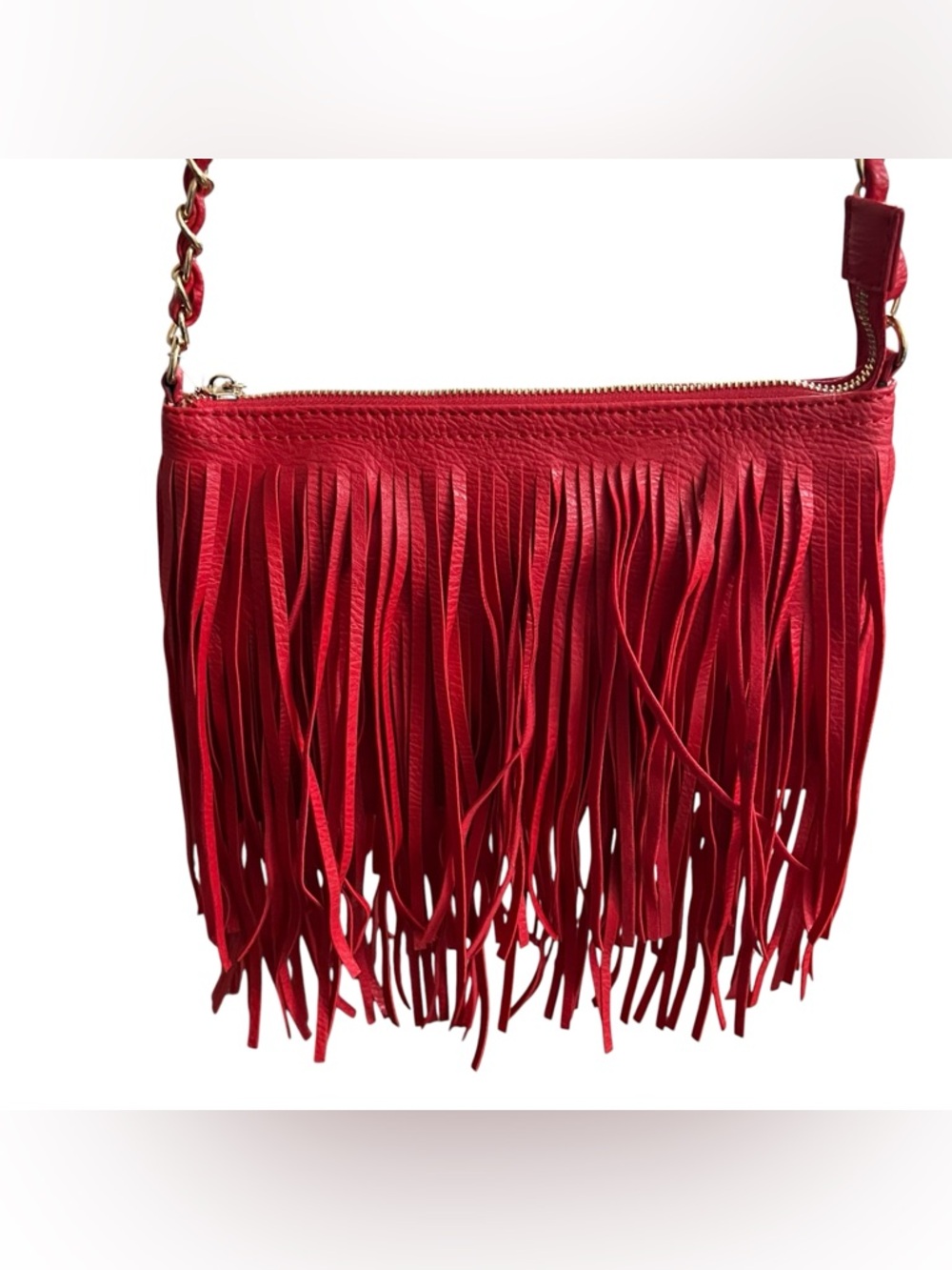 Red Fringe Crossbody Bag Boho Festival Style - Picture 4 of 7